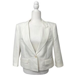 BCBGMaxAzria Natalia Off White Cropped Lace Back Jacket - Size Large
